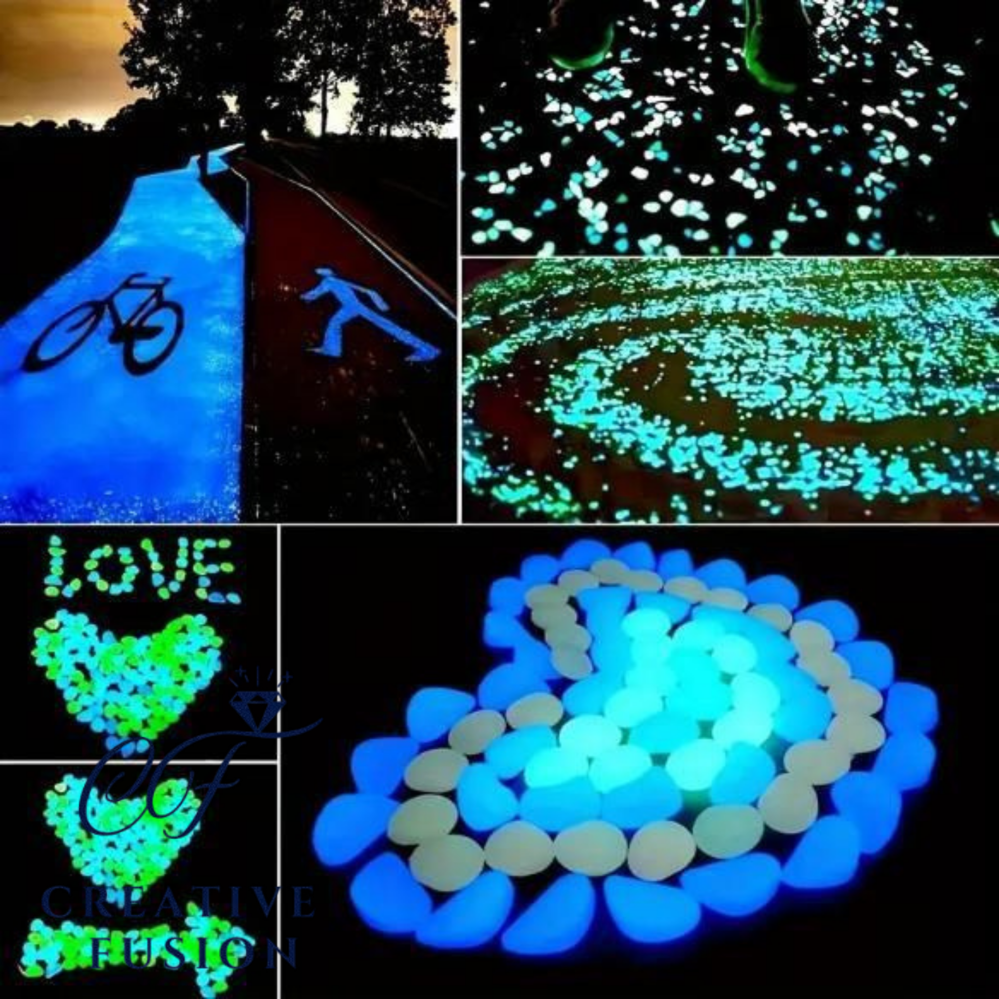 100 pieces Mixed Colorful Luminous Stones,