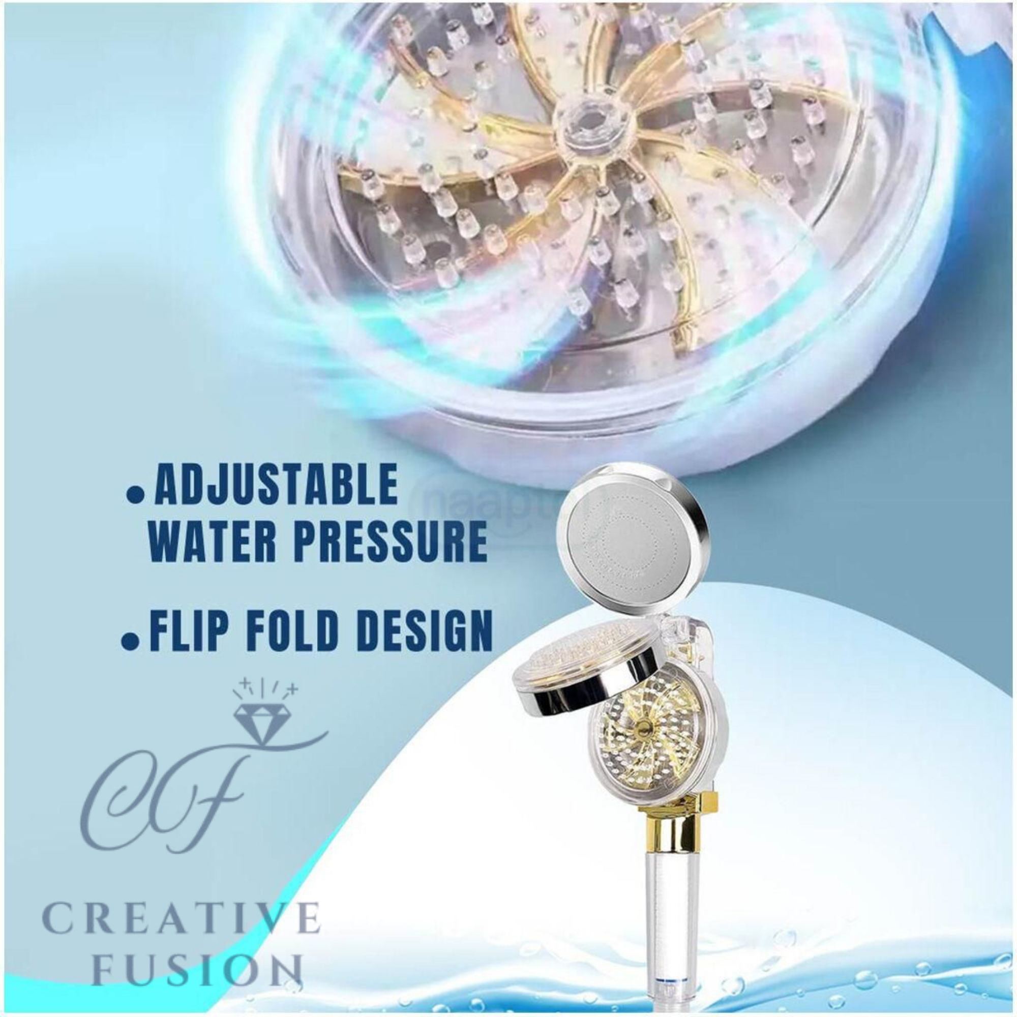 Powerful High Pressure Designer Flip Shower