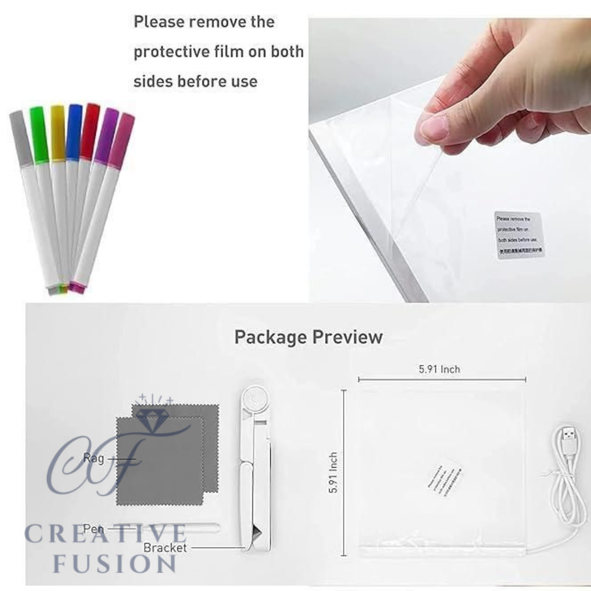 3D LED Light Glass Acrylic Writing pad