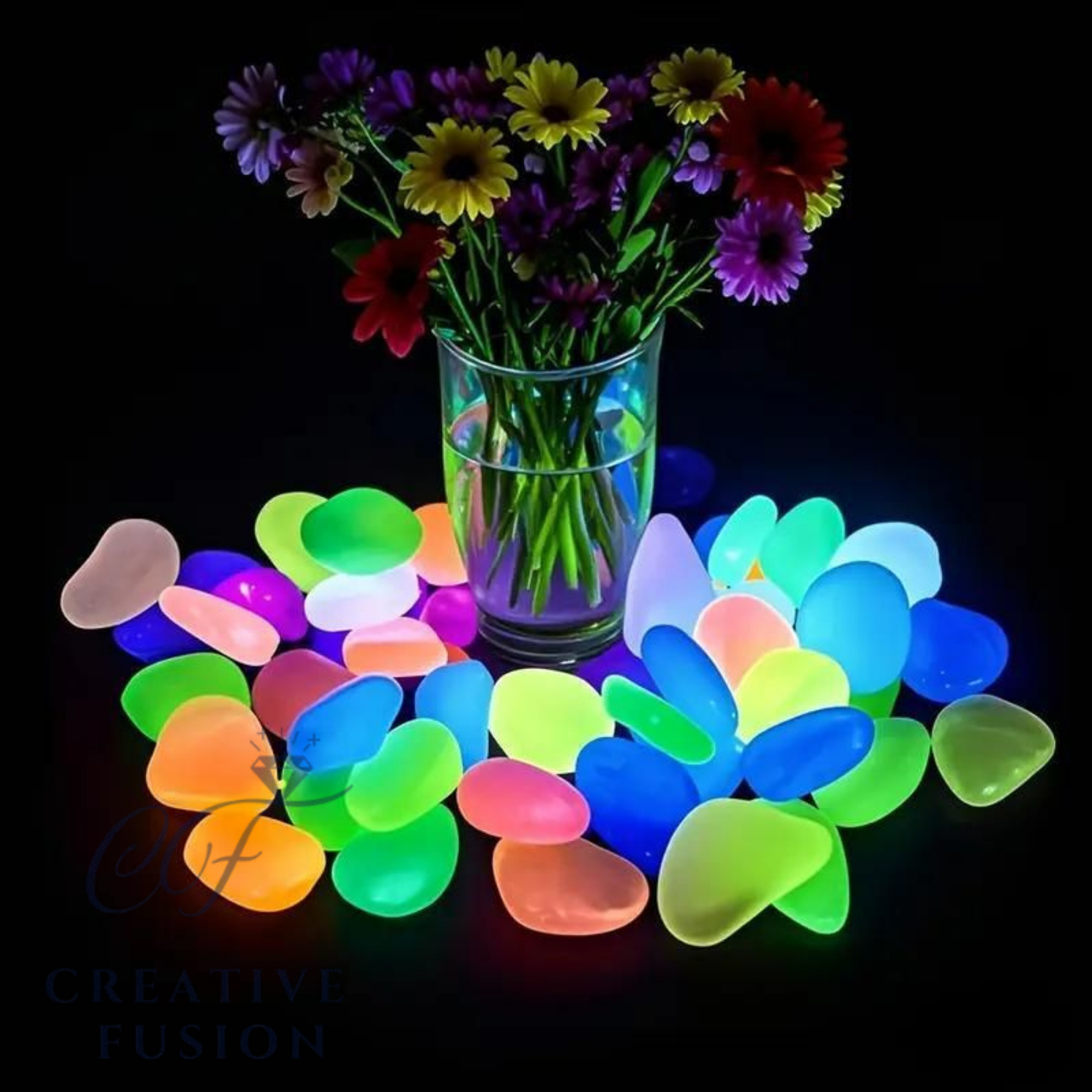 100 pieces Mixed Colorful Luminous Stones,