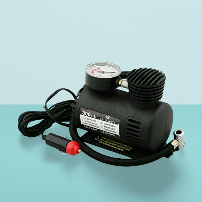 12V Portable Air Compressor Pump – Car Tire Inflator with Pressure Gauge & Multi-Purpose Nozzles (140 PSI)